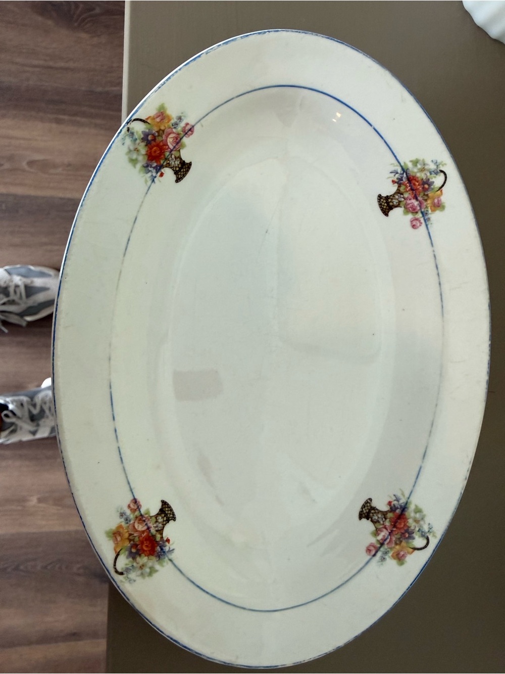 Classic Floral Cream Oval Serving Platter